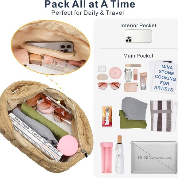 Fashionable Cloud Pleated Puffer Tote - Light & Versatile for Every Occasion - Picture 6 of 6